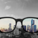 Looking a the city through a pair of glasses.